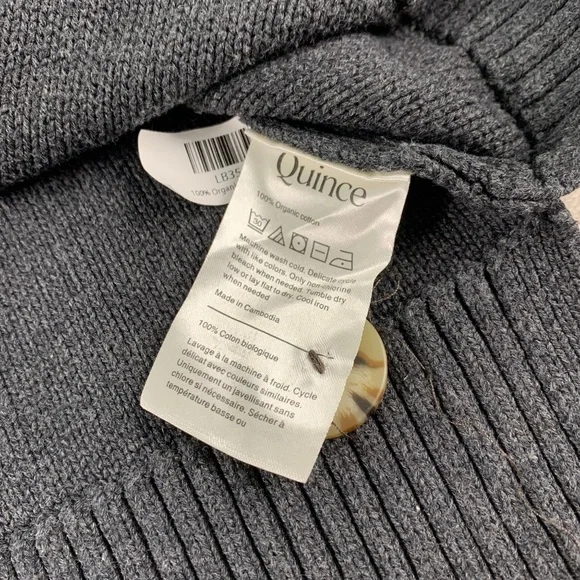 Quince Organic Cotton Navy Cropped Cardigan Button Front Women's S Quiet Luxury - Picture 5 of 7